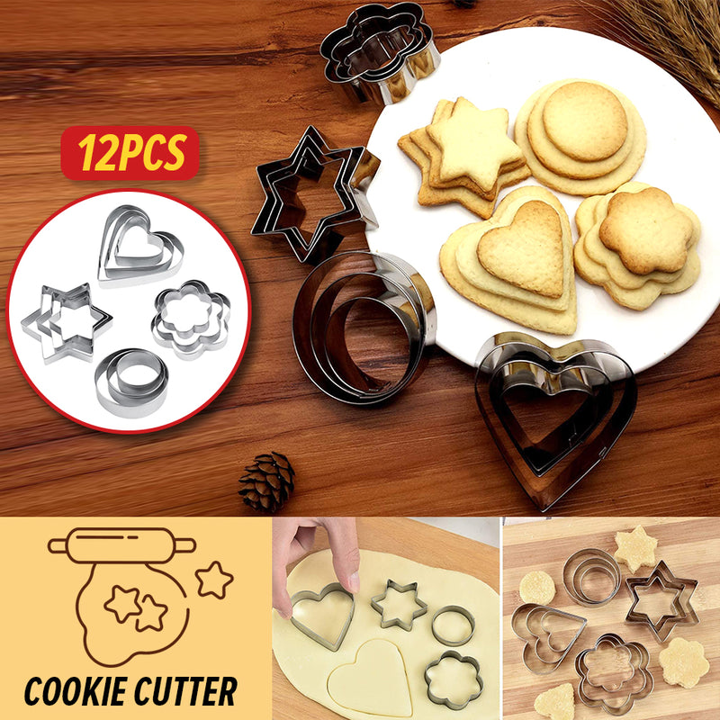 idrop [ 12pcs ] Cookie Cutter Set / Set Pemotong Bentuk Biskut / 曲奇刀组