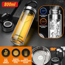 idrop [ 800ml ] Premium High Grade Glass Drinking Flask Bottle With SUS304 Stainless Filter / Botol Minuman Kaca Gred Tinggi Dengan Penapis Keluli Tahan Karat / 茶杯男款玻璃高档防摔双层防烫男士水杯新款分离式泡茶杯高端