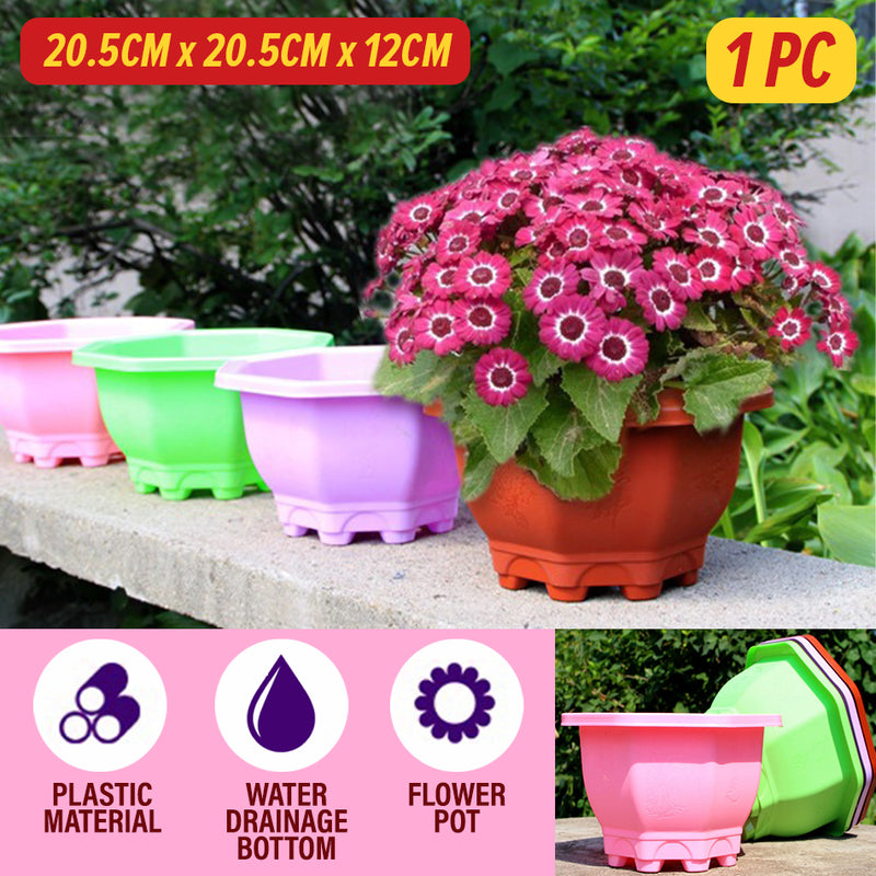 idrop Octagonal Plastic Flower Pot / Pasu Bunga Plastik Oktagonal / 塑料八角花盆(晟强塑业)20.5*20.5*12CM [ 1PC ]