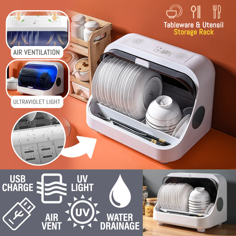 idrop Kitchen Utensil and Tableware Storage Rack with UV Ultraviolet Antibacterial Disinfectant Light