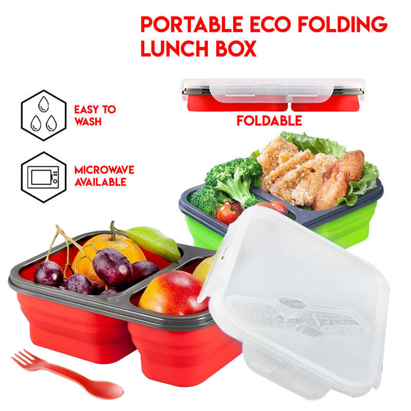 idrop 2 Grid Rectangle Portable Eco Folding Lunchbox Bento