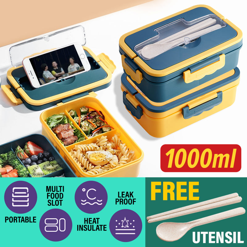 idrop Portable Heat Insulated Leakproof Lunchbox Smartphone Holder + FREE Spoon & Chopstick