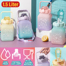 idrop [ 1500ml ] Large Capacity Gradient Color Sports Drinking Bottle with Split Open Lid / Botol Air Minuman Sukan Warna Warni / 1500ML亿本大容量塑料杯(水壶 )