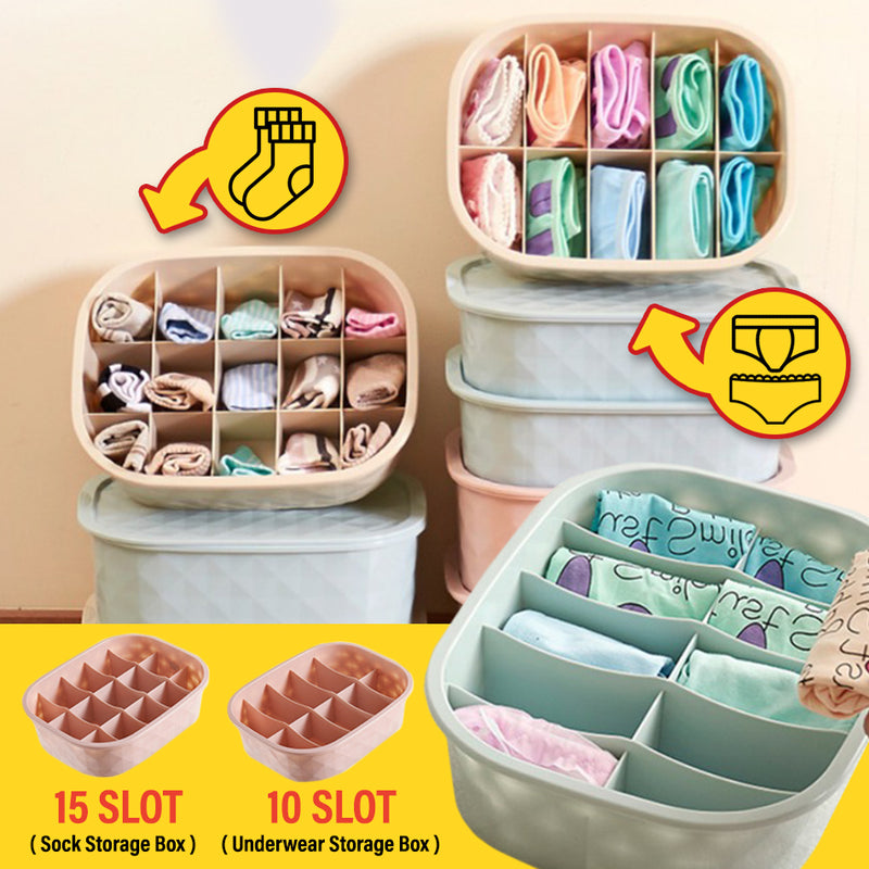 idrop Underwear & Socks Multi Compartment Slot Storage Box