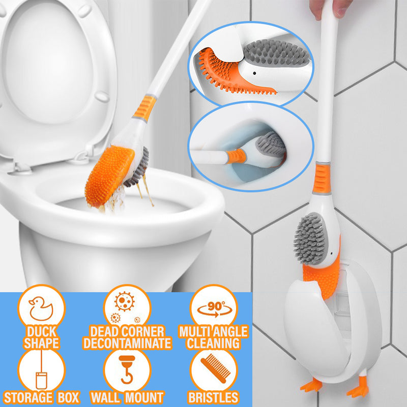 idrop Diving Duck Silicone Toilet Seat Cleaning Brush / Berus Pencuci Jamban Tandas / 创意可爱潜水鸭马桶刷无死角厕所神器小鸭长柄创意卫生间清洁刷子