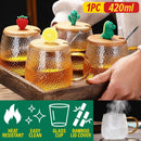 idrop [ 420ml ] High Temperature Resistant Drinking Glass Mug / Cawan Minum Kaca Tahan Panas / 锤纹冰川卡通玻璃杯420ML