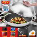 idrop [ 40CM ] Honeycomb Nonstick Stainless Steel SUS316 Cooking Wok with Full Lid Cover / Kuali Memasak Keluli Tahan Karat / 蜂窝状不粘不锈钢 SUS316 炒锅带全盖