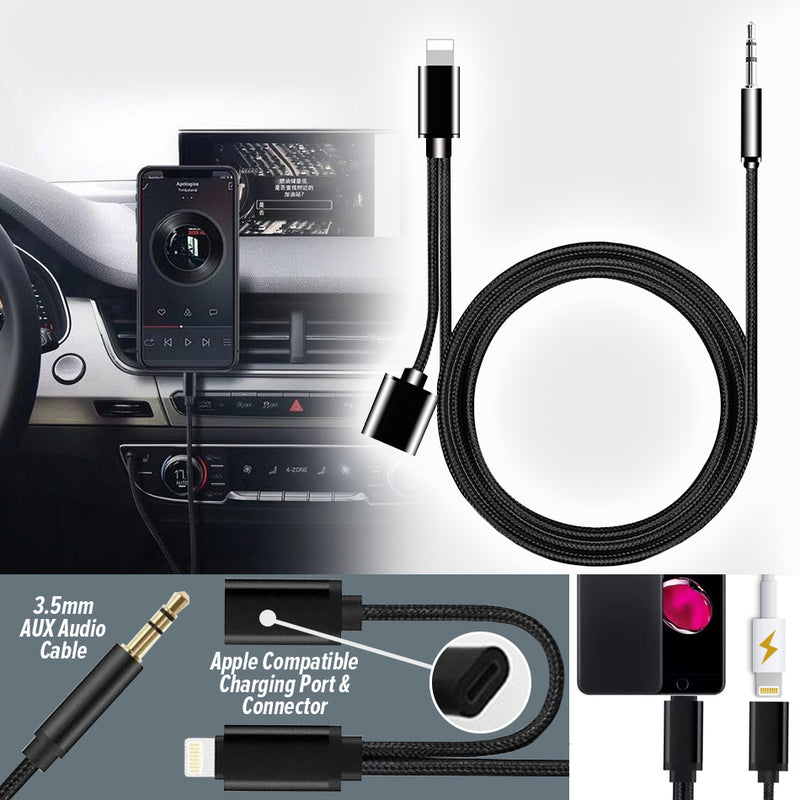 idrop iP 3.5mm Aux Audio Cable & Charging Cable  [ Apple Compatible Charging Port & Connector ]