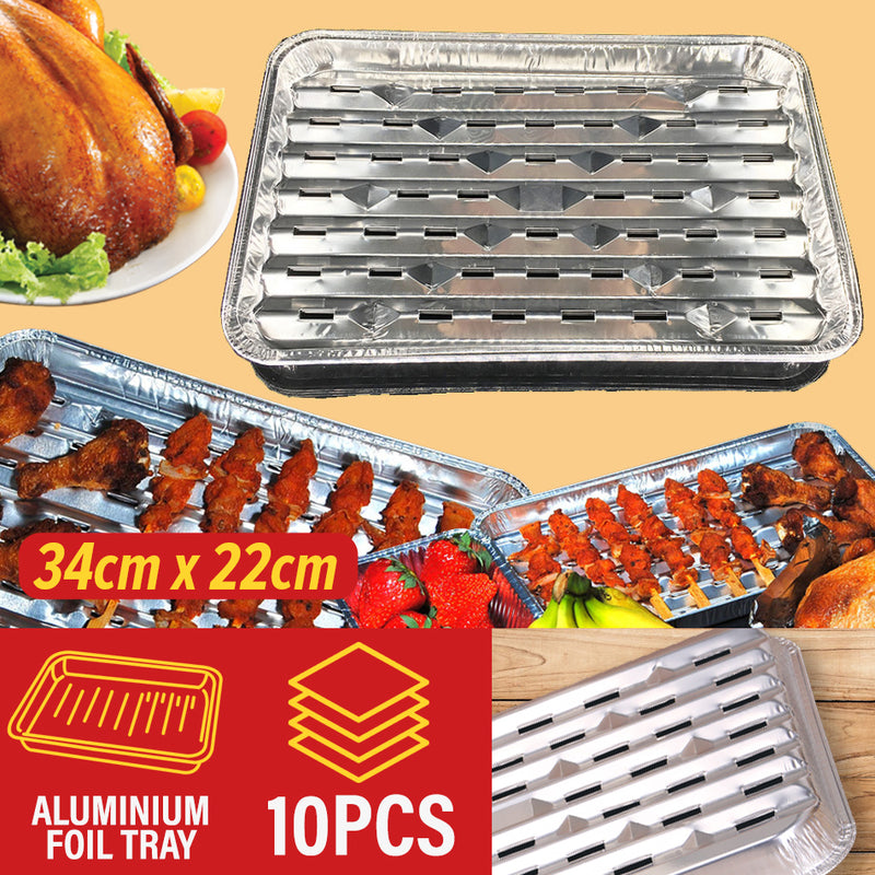 idrop 10PCS ALUMINIUM FOIL [ FLAT TRAY ] - Rectangle Cooking Baking Pan