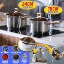 idrop [ 18CM / 24CM ] SUS304 Stainless Steel Milk Pot & Soup Pot with Composite Bottom / Periuk Masak Susu & Sup Keluli tahan Karat / 18CM不锈钢慕森奶锅 24CM不锈钢慕森汤锅 (304)