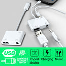idrop 3.5mm Headphone & Jack Camera Adapter with Charging Port Compatible with Apple Device