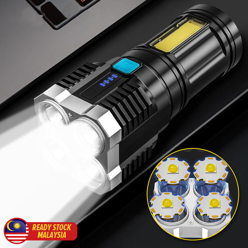 idrop USB Charge Flashlight 4-Core Rechargeable Flash Light / Lampu Suluh USB / 4核充电手电筒