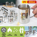 idrop [ 400ml ] Family Theme Drinking Cup SUS304 Stainless Steel [ 1PC ] / Cawan Minum Tema Keluarga Keluli Tahan Karat / 不锈钢大号马克杯400ML(内外304加贴花 )(无盖无盒)