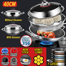 idrop [ 40CM ] 2 Layer SUS316 Stainless Steel Nonstick Cooking Wok and SUS304 Steamer / Kuali Memasak dan Stim / 2层SUS316不锈钢不粘锅和SUS304蒸锅