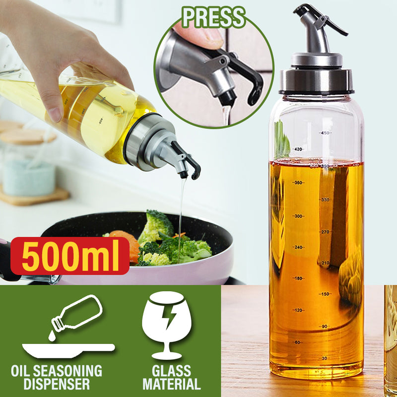 idrop 500ml Oil & Seasoning Sauce Glass Bottle Dispenser [ 1pc ]