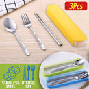 idrop [ 3PCS ] Spoon Fork & Chopsticks Kitchen Eating Utensil Tableware Set + Storage Box