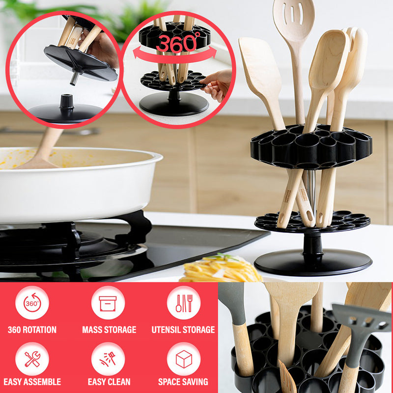 idrop Rotating Lotus Design Utensil Holder / Tempat Simpan Perkakas Dapur Boleh Putar / 莲花勺子架