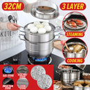 idrop [ 32CM ] 3 LAYER Multifunction SUS304 Stainless Steel Kitchen Cooking Steam Pot / Kuali Periuk Stim dan Memasak / 32CM不锈钢法拉赫三层多用