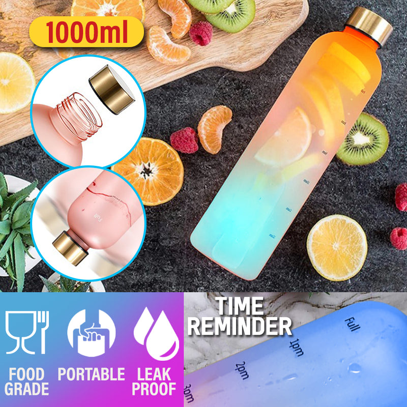 idrop [ 1000ml ]  Tritan Gradient Color Drinking Bottle Time Management / Botol Minuman Urus Masa / 新品渐变色时间刻度杯(塑料 水壶)1000ML