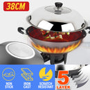 idrop [ 38CM ] Iron Casted Nonstick Cooking Wok with Composite Compound Bottom / Kuali Masak / 复合复合底铸铁不粘锅