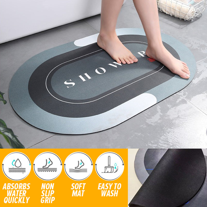 idrop Bathroom Soft Oval Diatom Floor Mat Water Absorbent Non Slip Mat / Alas Tikar Tandas Bilik Mandi Serap Air  / 椭圆软硅藻泥地垫(混色)胶底)
