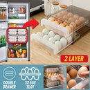 idrop DOUBLE LAYER 32 Eggs Kitchen Refrigerator Egg Drawer / Rak Penyimpanan Telur Dua Lapis / 厨房冰箱抽屉式双层鸡蛋盒(32粒蛋)