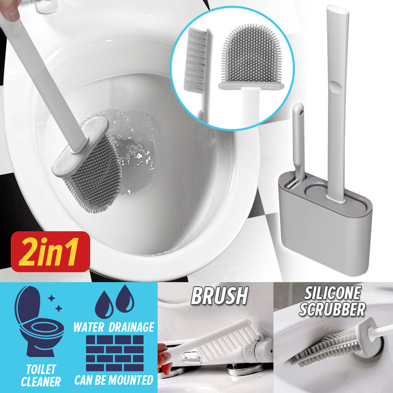 idrop [ 2 IN 1 ] Toilet Silicone Scrubber + Brush Berus / Pencuci Jamban & Tandas / 两把刷子硅胶马桶刷(硅胶+刷)