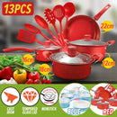 idrop [ 13PCS ] Kitchen Pots Pan & Utensils Cookware Set Cast Iron with Nonstick Coating Set / Periuk Dapur Memasak 13 / 件装厨房锅具锅具炊具套装铸铁带不粘涂层