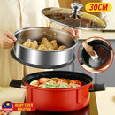 idrop [ 30CM ] Omnipotent Cooker Multifunction Maifan Stone Coating Nonstick Hotpot & Steamer / Periuk Masak & Stim Tidak Lekat / 30CM思玛特全能锅