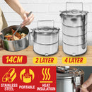 idrop [ 2 LAYER / 4 LAYER ] 14CM Multilayer Portable Stainless Steel Lunch Box Food Carrier Storage Container