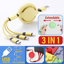 idrop 3 IN 1 Retractable Extendable USB to Type C / Micro USB / Apple Compatible Charging Cable