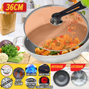 idrop [ 36CM ] Smokeless & Nonstick Honeycomb Kitchen Cooking Wok with Glass Lid / Kuali Memasak Tidak Lekat bersama Penutup Kaca / 玻璃盖无烟不粘蜂窝厨房炒锅