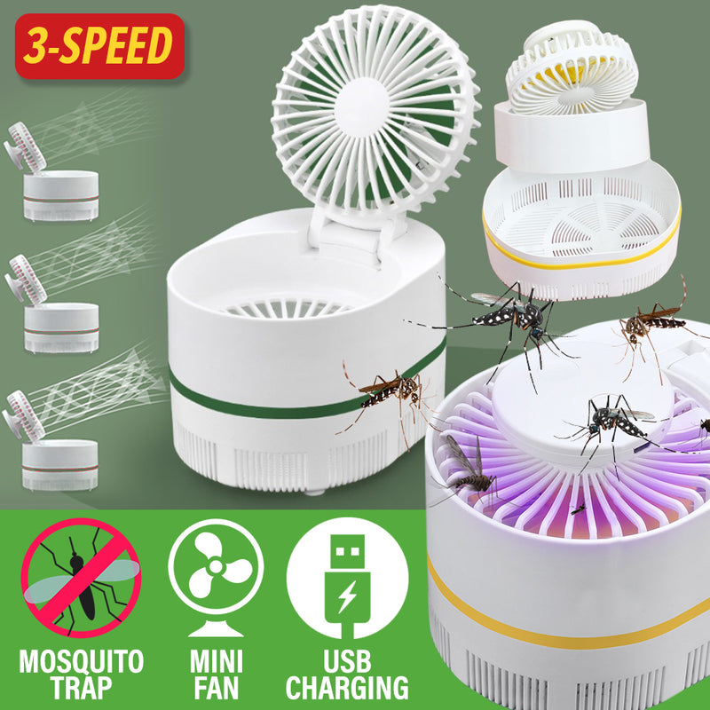 idrop Mini Rechargeable USB Fan & Mosquito Killer Kipas Kecil USB dan Perangkap Nyamuk 风扇灭蚊灯(捕蚊灯)