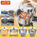 idrop 40CM Double Layer Stainless Steel Steam Pot Steamer Cooker / Periuk Masak & Stim Keluli tahan Karat / 40CM双层不锈钢蒸锅和炊具