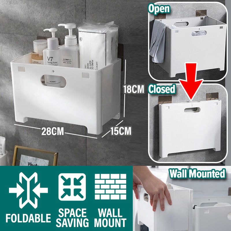 idrop Foldable Wall Mounted Hanging Laundry Storage Container Box [ 28cm x 15cm x 18cm ]