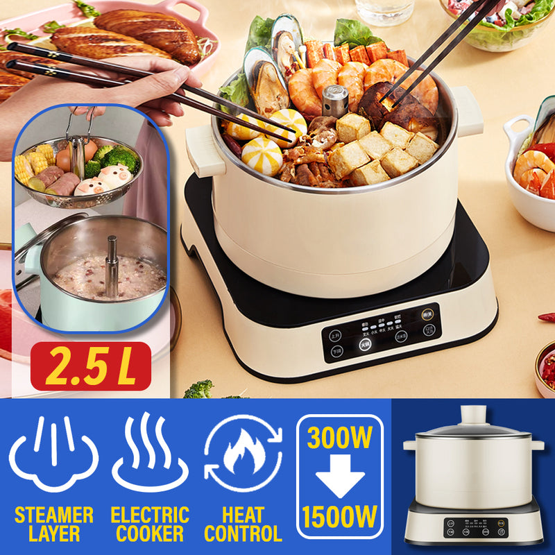 idrop [ 2.5L ] 1500W Multifunction Electric Kitchen Cooking Smart Cooker Hotpot