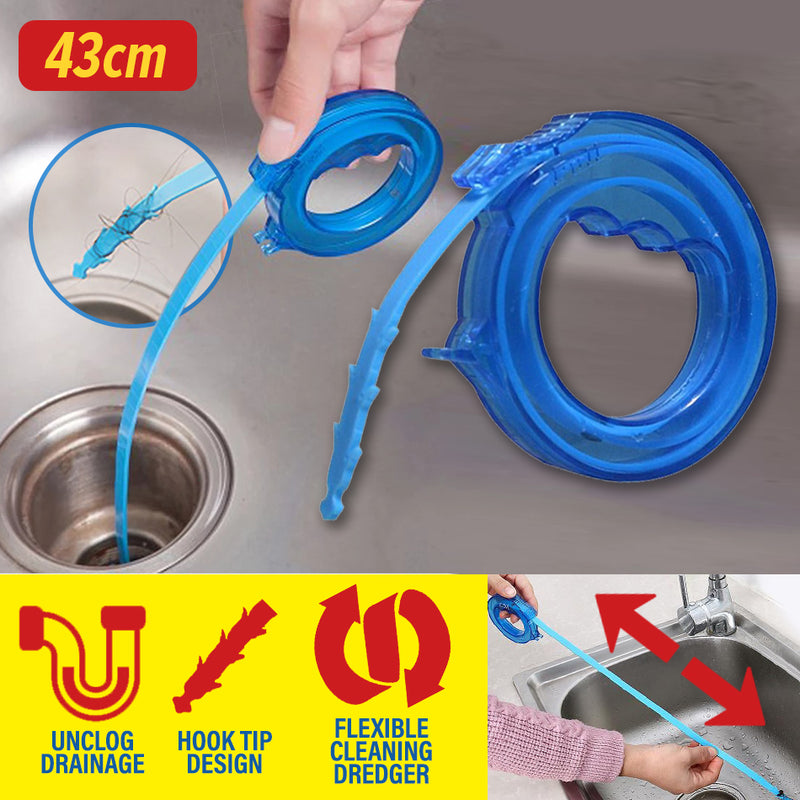 [ 43cm ] Retractable Drain Opener Plumbing Sewage Dredge Clog Cleaner / Pembersih Paip Tersumbat / 可伸缩通水道器