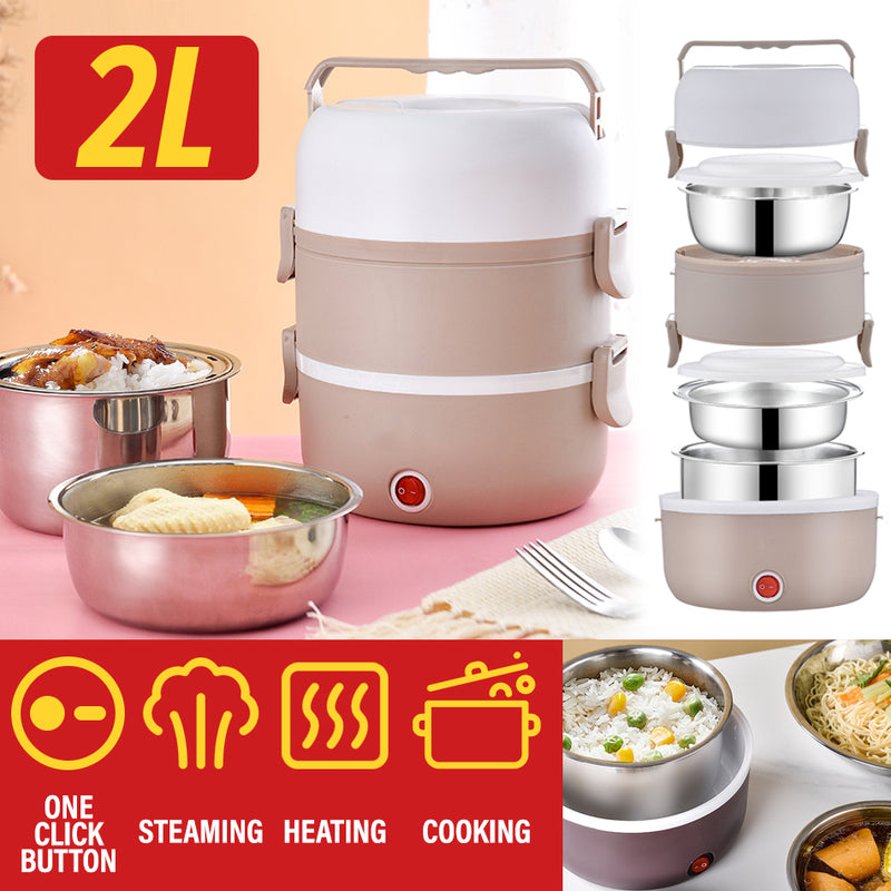 idrop [ 2L ] 2 Layer Multifunction Electric Cooking Steaming Heating Portable Lunch Box