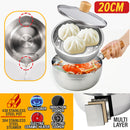 idrop [ 20CM ] 430 Stainless Steel Cooking Pot with 304 Steamer layer & Glass Lid Pot / Periuk Memasak dan Stim / 430不锈钢三层雪平锅