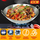 idrop [ 43CM ] Stainless Steel Binaural Frying Pan Wok / Kuali Masak Keluli Tahan Karat / 43CM不锈钢砂光双耳炒锅
