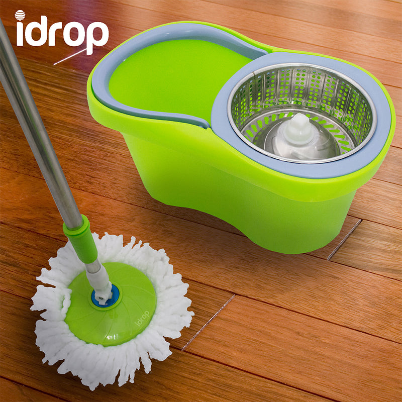 idrop 360 Spin Mop Small Paety Waist Extendable with 3 variation Color Green, Blue and Purple