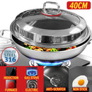 idrop [ 40CM ] Honeycomb Nonstick Stainless Steel SUS316 Cooking Wok with Full Lid Cover / Kuali Memasak Keluli Tahan Karat / 蜂窝不粘不锈钢SUS316炒锅半全盖