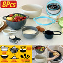 idrop [ 8PCS ] Kitchen Mixing Bowl Set Wash Bowl Mixer & Measuring Cups / Set Mangkuk Pembancuh Basuh & Set Cawan Penyukat / 8件套厨房搅拌碗套装碗搅拌器和量杯套装