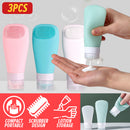idrop [ 3PCS SET ] 90ml Silicone Lotion Dispensing Bottle With Brush Scrubber / Botol Silikon & Berus / 硅胶乳液分装瓶带刷90ML(3个 1套)