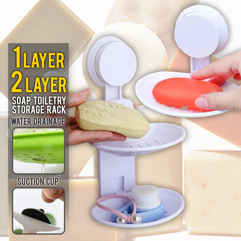 idrop Singular Soap & Toiletry Bathroom Accessory Wall Mount Storage Rack [ 1 Layer / 2 Layer ]