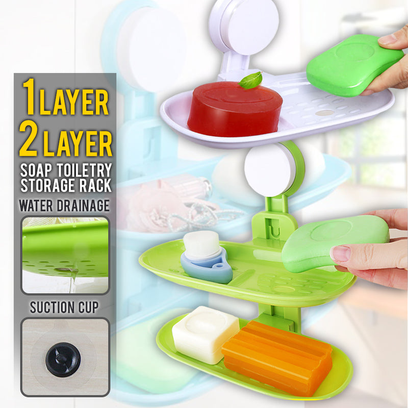 idrop Wide Soap & Toiletry Bathroom Accessory Wall Mount Storage Rack [ 1 Layer / 2 Layer ]
