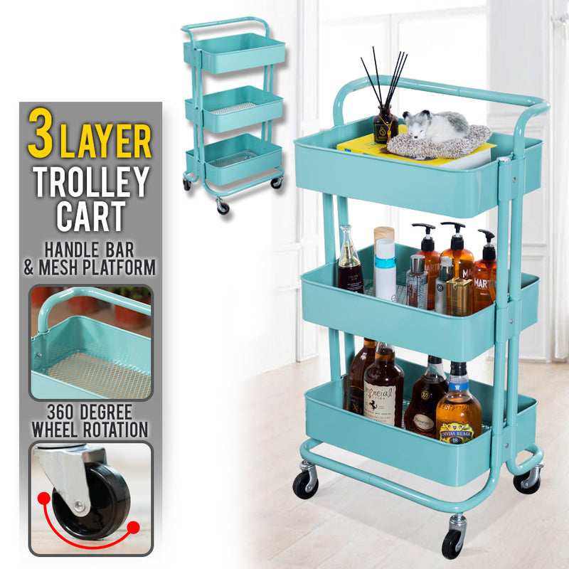 idrop 3 Layer Steel Rack Shelf Storage Trolley Cart