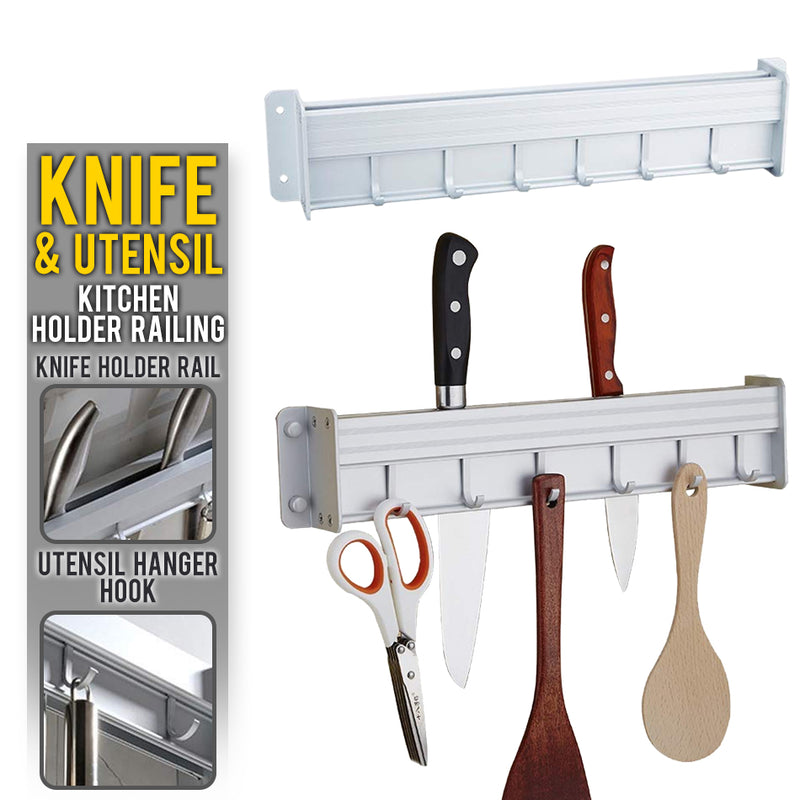idrop Multipurpose Kitchen Wall Mounted Knife & Utensil Holder Railing