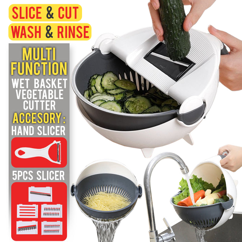 idrop Multifunction Kitchen Wet Basket Vegetable Washer & Cutter / Bekas Potong & Basuh Sayur