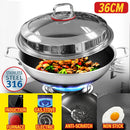 idrop [ 36CM ] Honeycomb Nonstick Stainless Steel SUS316 Cooking Wok with Full Lid Cover / Kuali Memasak Keluli Tahan Karat / 蜂窝不粘不锈钢SUS316炒锅半全盖